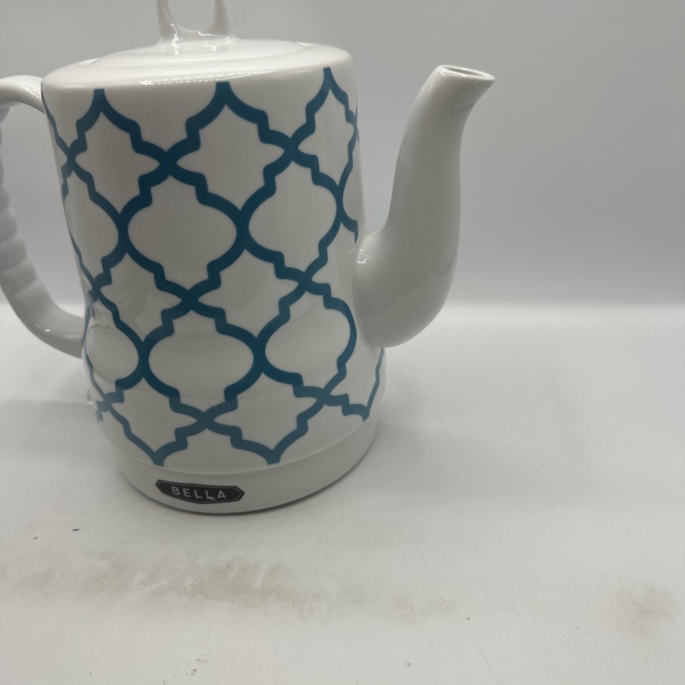 Bella Ceramic Electric Tea Kettle, Blue/White Tile Pattern, 1.2L, Pot And Lid - Picture 5 of 16